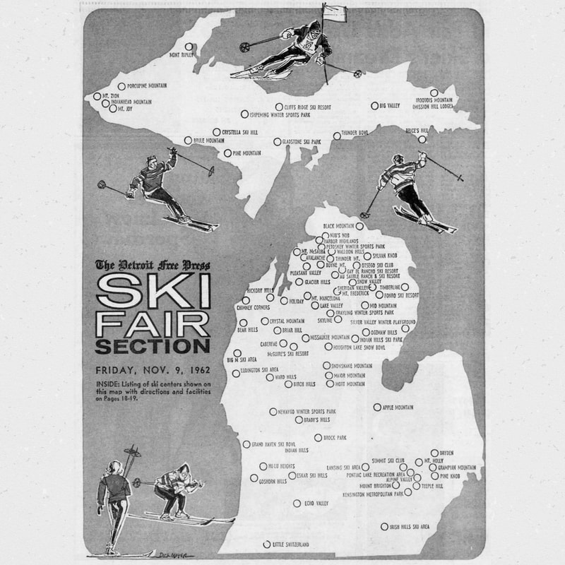 1962 Michigan Ski Area Map